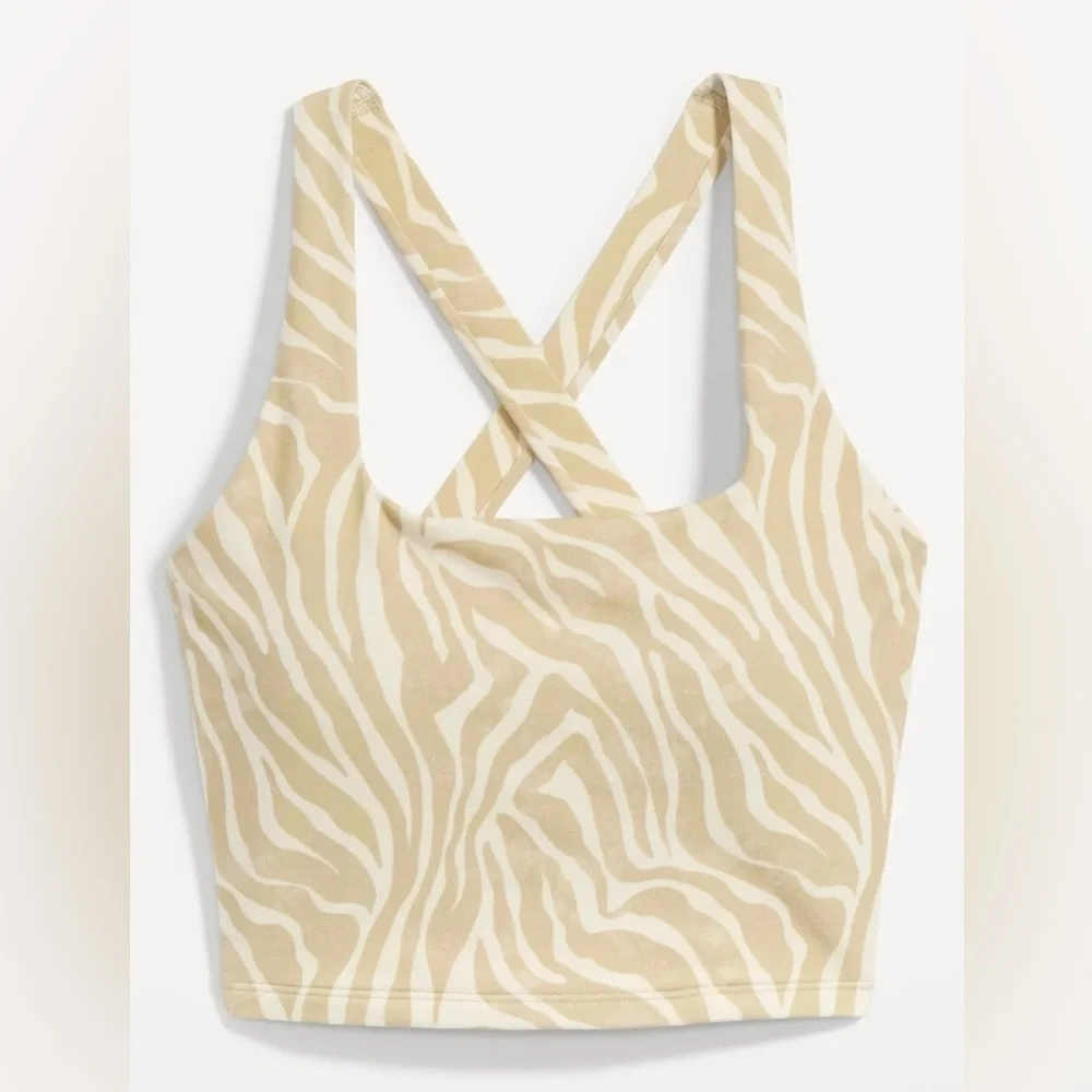 SOLD Old Navy Powerchill Cross-back Zebra Print Longline Sports Bra Small - Picture 1 of 3